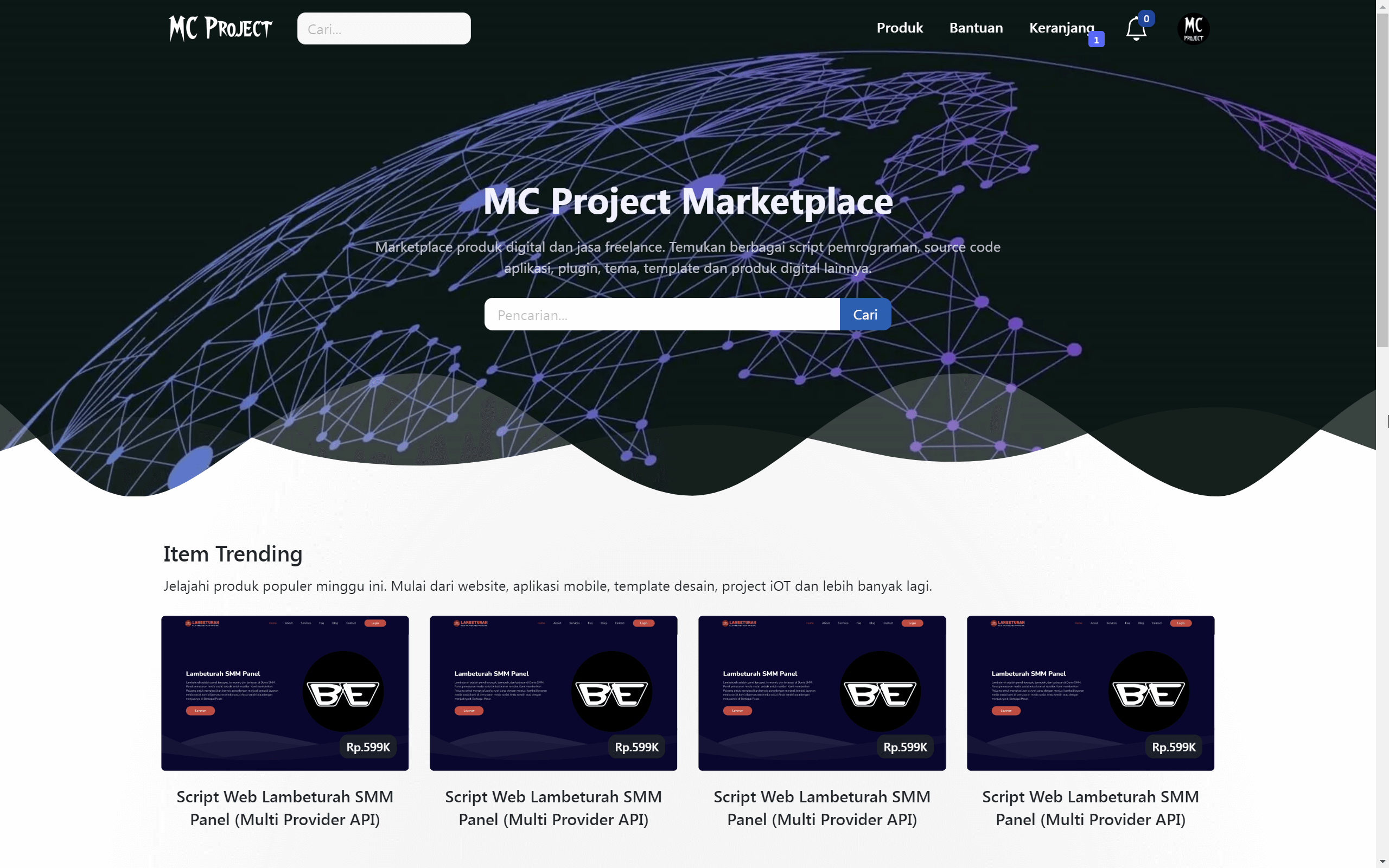 Web Marketplace Produk Digital Multi Vendor (MCP Market)