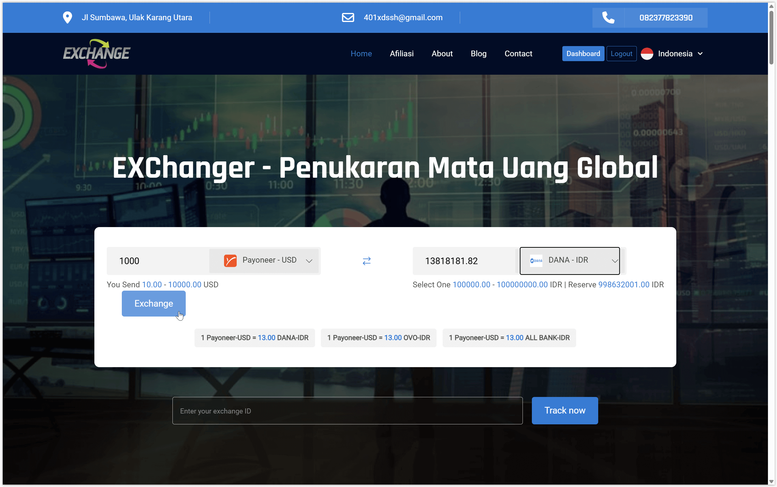 Web Platform Jasa Pertukaran Mata Uang (Exchanger)