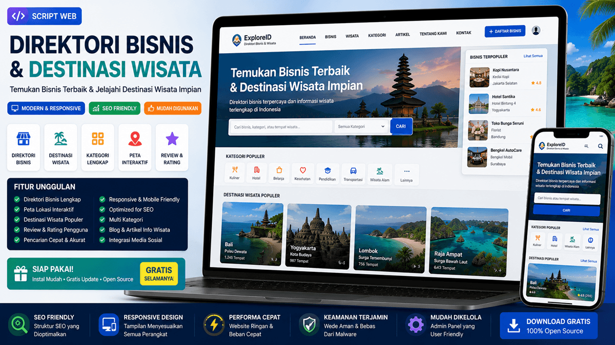 Script Website Direktori Bisnis dan Destinasi Wisata